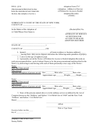 Document preview: Adoption Form 27-C Affidavit of Service of Petition for Access to Sealed Adoption Records - New York