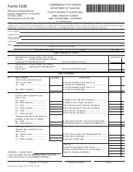 Document preview: Form 1035 Forest Product Tax Return - Small Manufacturers - Virginia