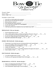 Document preview: Massage Feedback Form - Bow Tie Massage