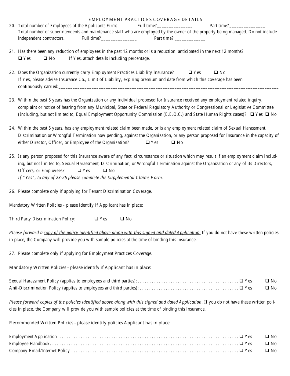 Property Managers Application Form - United States Liability Insurance Group, Page 3