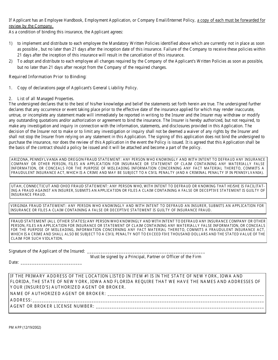 Property Managers Application Form - United States Liability Insurance Group, Page 4