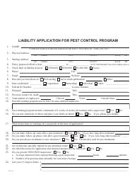 Document preview: Liability Application Form for Pest Control Program