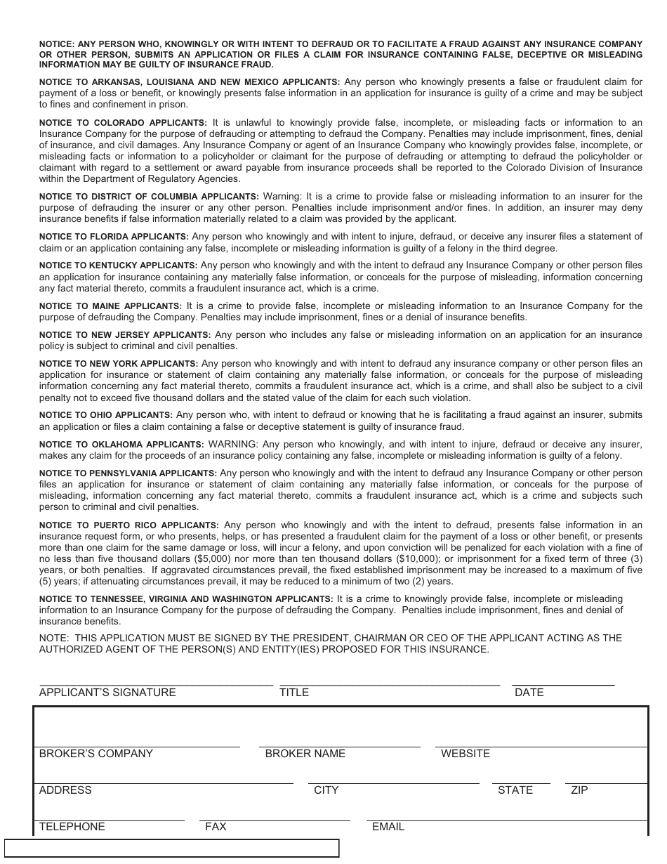 Liability Application Form for Pest Control Program, Page 4