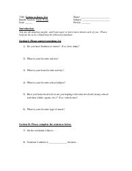Document preview: New Student Questionnaire Template