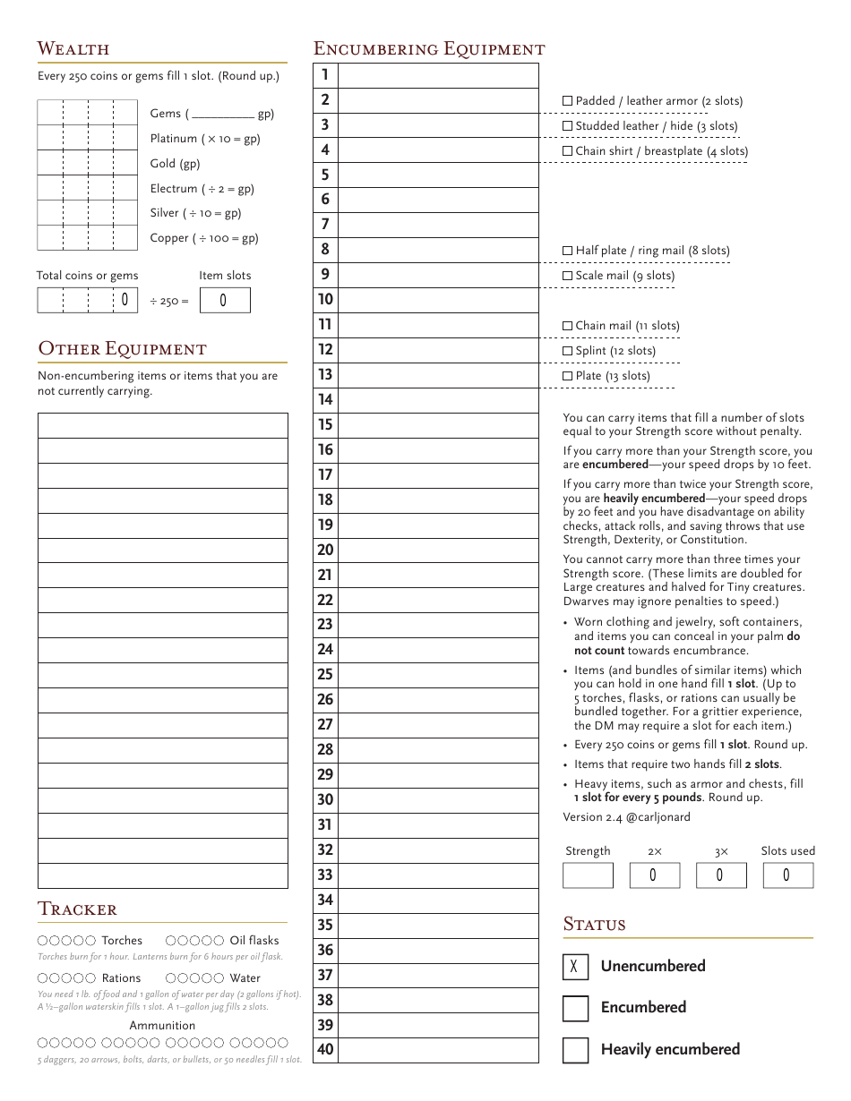 5e Inventory Tracking Sheet Download Fillable PDF Templateroller