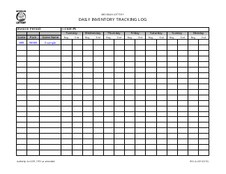 Form BSL-A-2011 Daily Inventory Tracking Log - Michigan