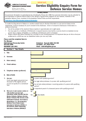 Form D7604 Service Eligibility Enquiry Form for Defence Service Homes - Australia