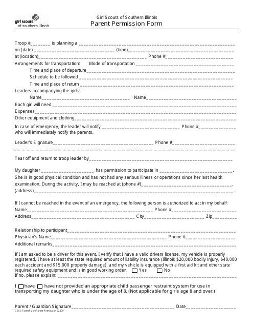Parent Permission Form - Girl Scouts of Southern Illinois - Illinois