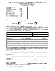 Document preview: Certificate of Registration of Corporation/Partnership as a Professional Photocopier - County of Placer, California