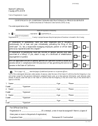 Document preview: Certificate of Corporation Registration as a Process Server - County of Placer, California