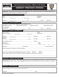 Document preview: Form SH-0610 Arrest Process Intake - New York City