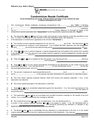 &quot;Condominium Resale Certificate Form - Missouri Association of Realtors&quot; - Missouri