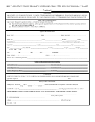 Form MSP29-56 &quot;Maryland State Police Regulated Firearms Collector Application and Affidavit&quot; - Maryland