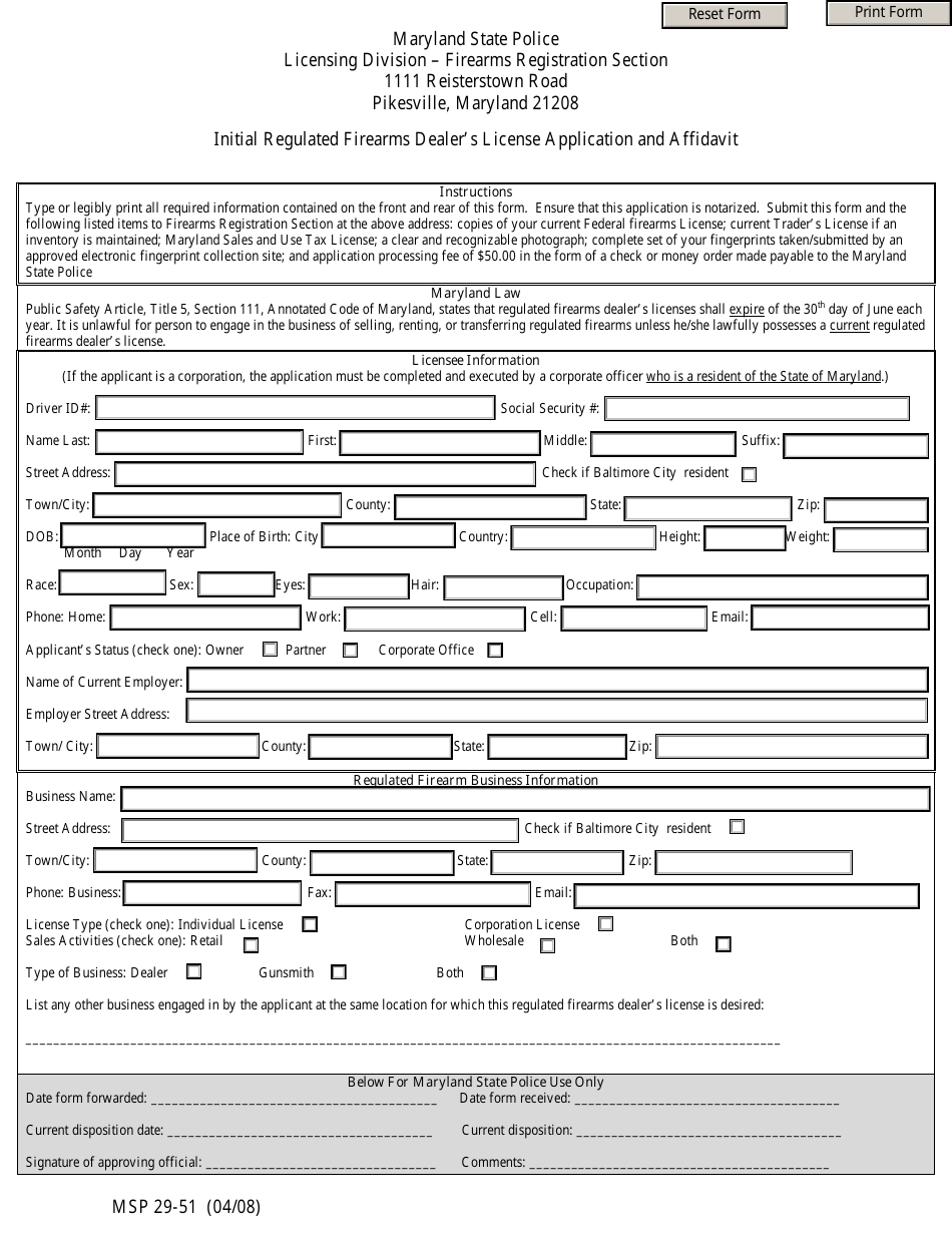 Form MSP29-51 - Fill Out, Sign Online and Download Fillable PDF ...