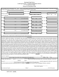 Form MSP29-51 Initial Regulated Firearms Dealer&#039;s License Application and Affidavit - Maryland, Page 2