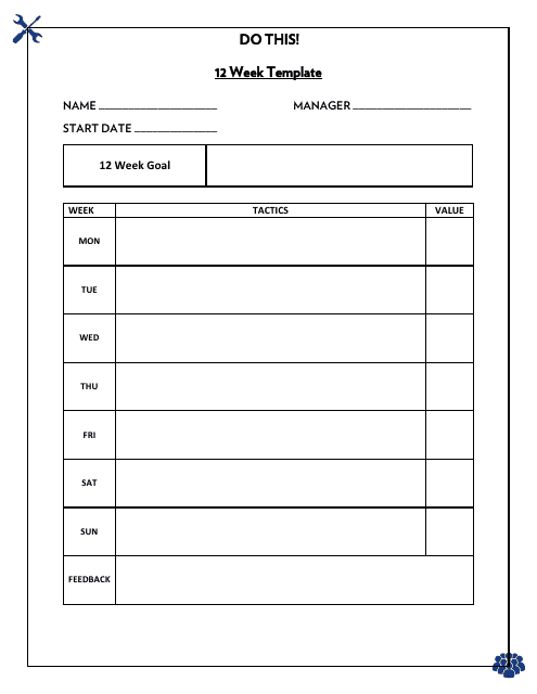 &quot;12 Week to-Do-List Template&quot; Download Pdf