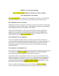 Employee Animal Care Code of Conduct Template - Sample