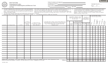 Document preview: Form SH-900 Log of Work Related Injuries and Illnesses - New York