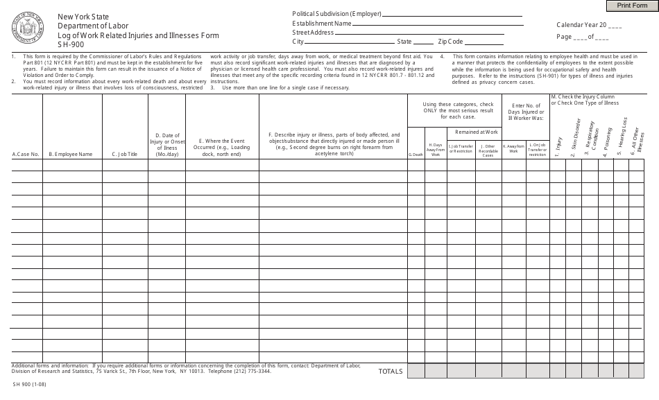 Form SH-900 - Fill Out, Sign Online and Download Fillable PDF, New York ...