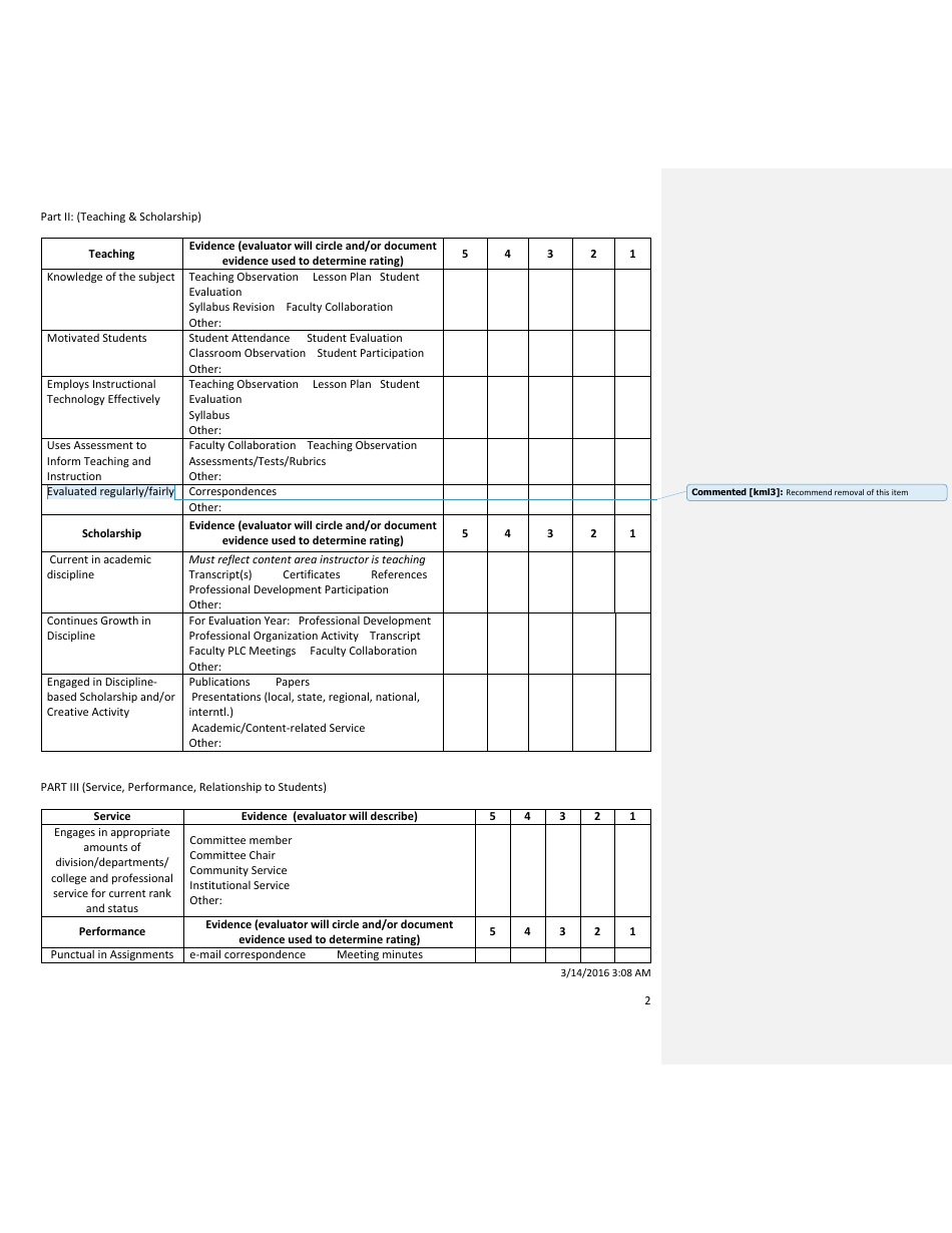 Faculty Evaluation Form - Arkansas Baptist College, Page 2