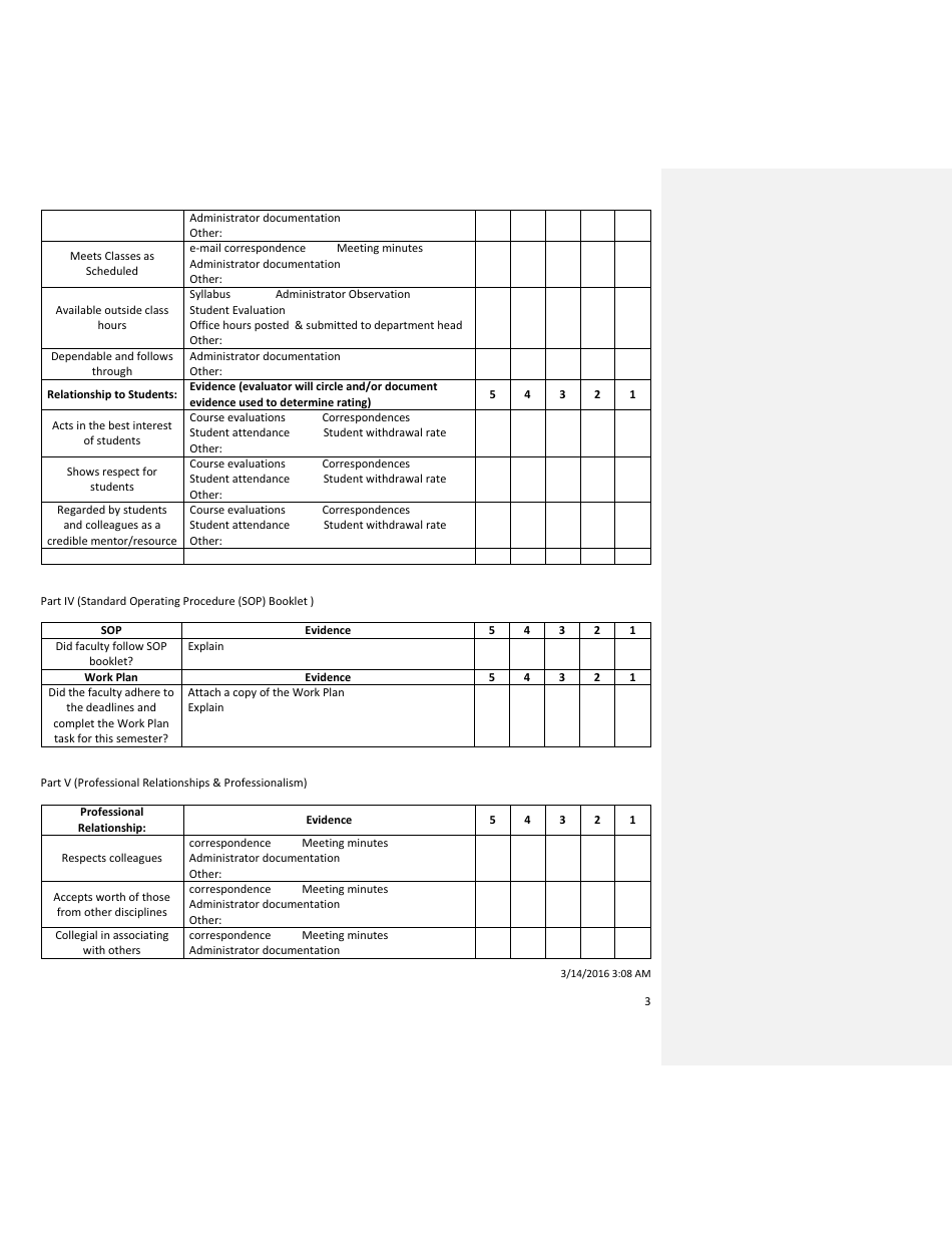 Faculty Evaluation Form - Arkansas Baptist College, Page 3