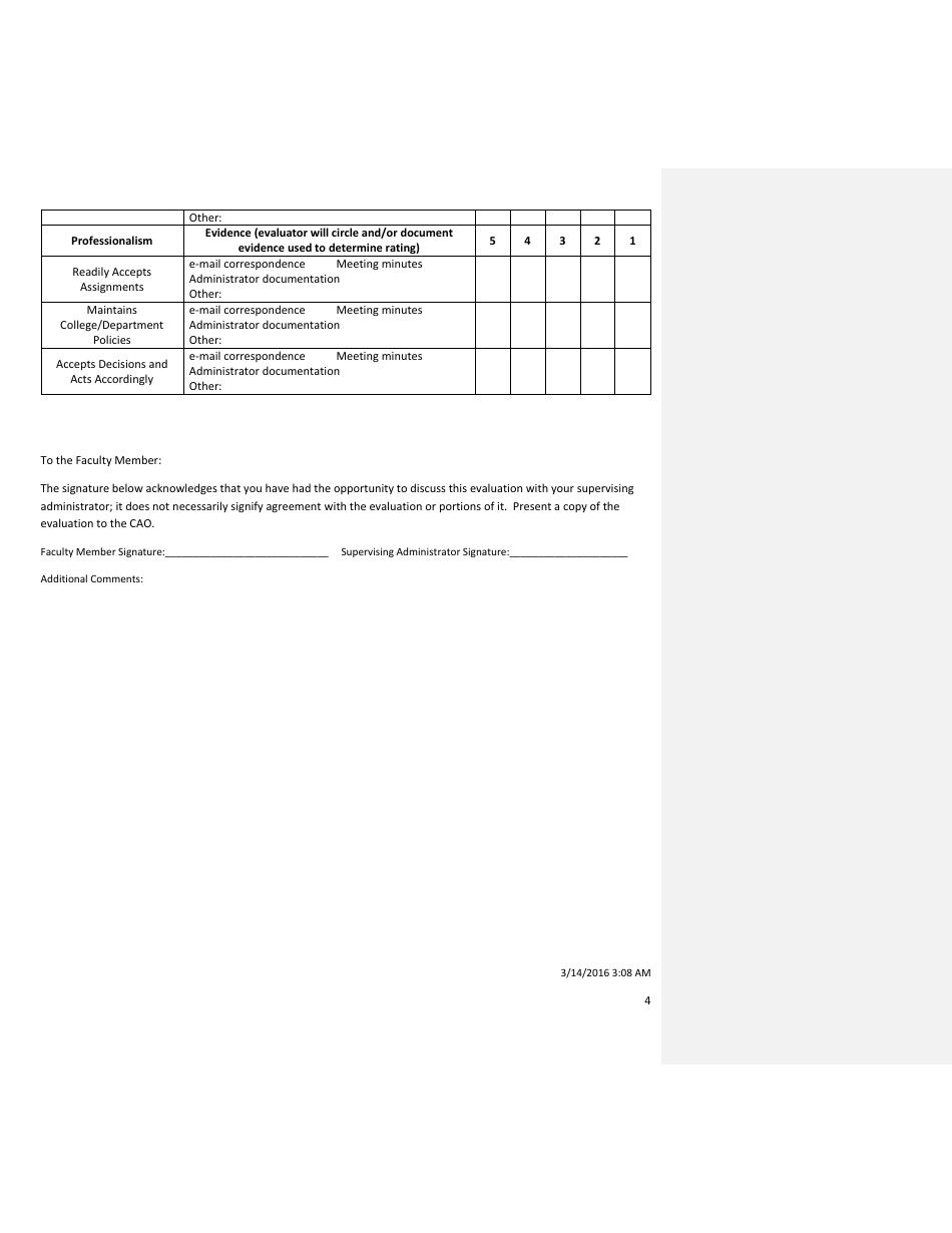 Faculty Evaluation Form - Arkansas Baptist College, Page 4