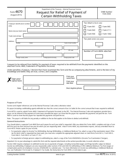 IRS Form 4670  Printable Pdf
