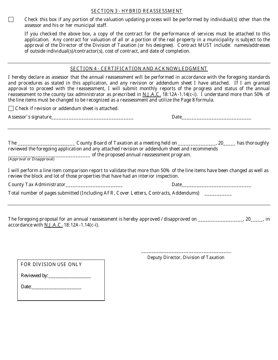 Form AFR-A Application for Annual Reassessment Program - New Jersey, Page 2