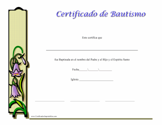 &quot;Certificado De Bautismo Para Ella&quot; (Spanish)