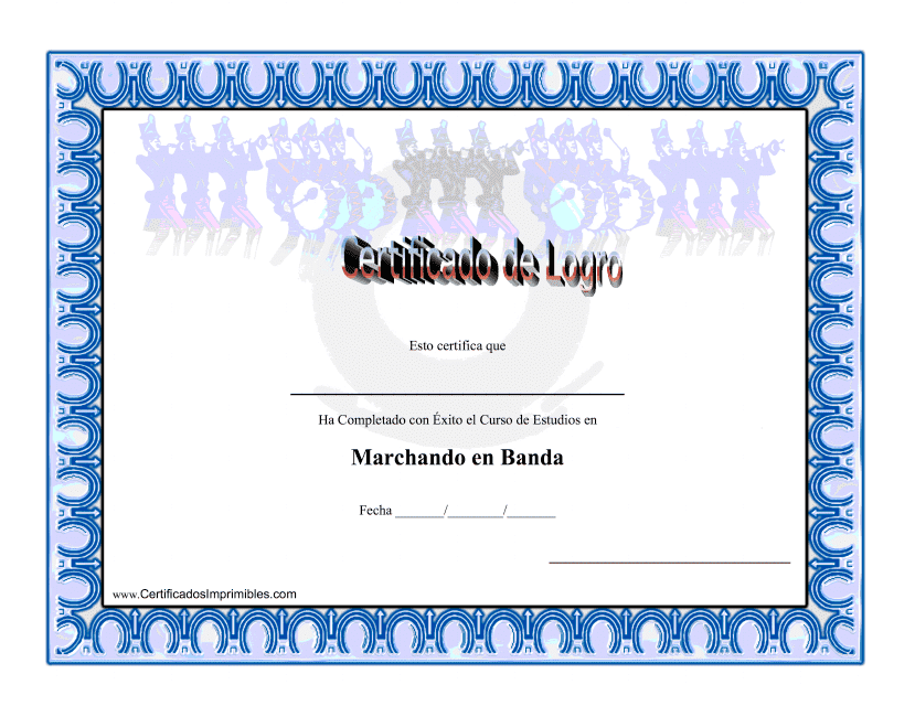 &quot;Certificado De Logro En Marchando Con Banda&quot; (Spanish) Download Pdf