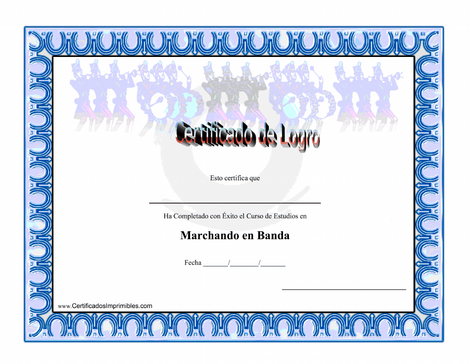 Certificado de Logro en Marchando con Banda (Spanish) imagen de vista previa