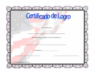 Document preview: Certificado De Logro - Bandera (Spanish)