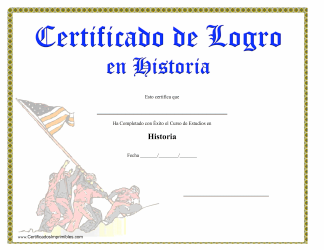 &quot;Certificado De Logro En Historia&quot; (Spanish)