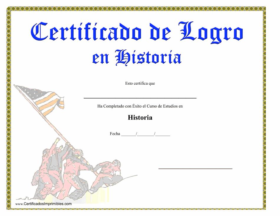Certificado De Logro En Historia - Bandera (Spanish) - muestra un diseño elegante y proinstitucional de un certificado en color rojo y blanco con la imagen de una Bandera.