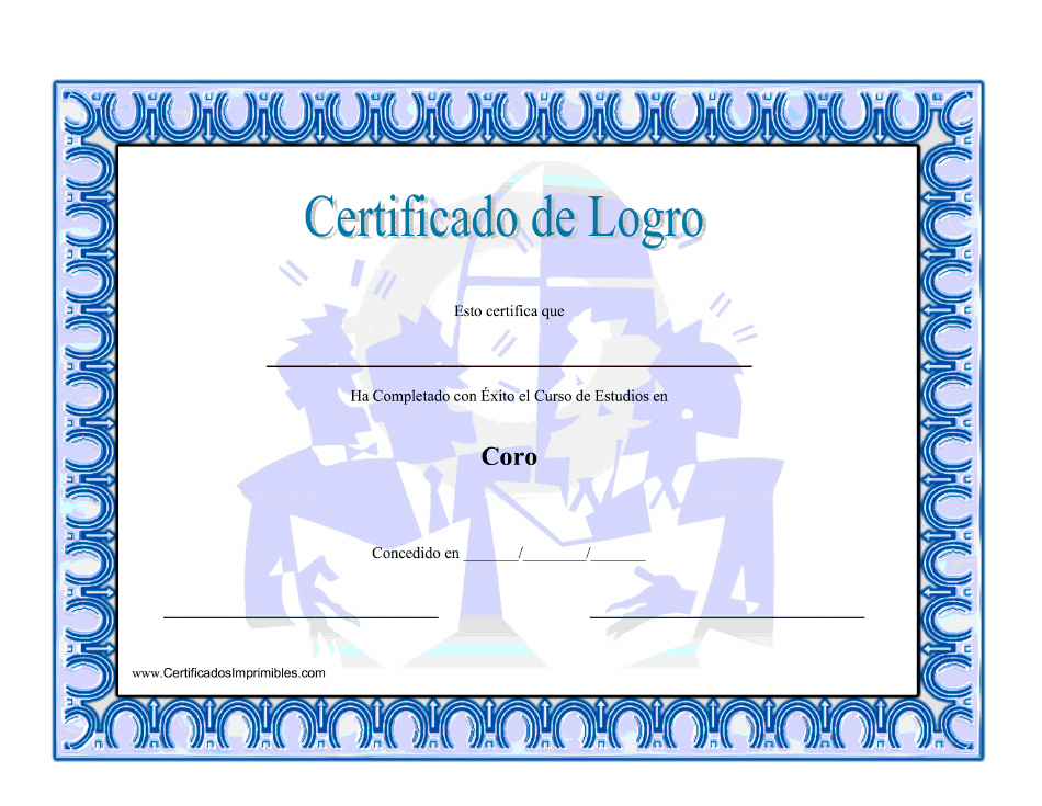 Certificado De Logro En Coro (Spanish) - Modelo listo para descargar