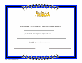 Document preview: Certificado De Finalizacion - Yellow (Spanish)