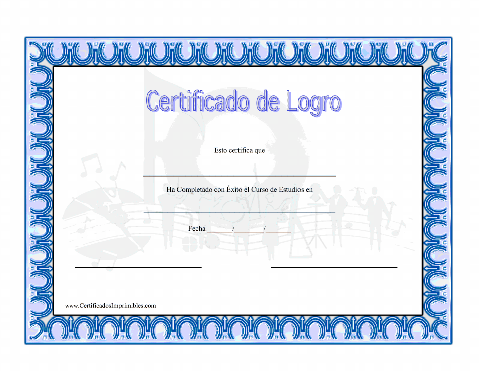 Certificado De Logro En Musica (Spanish), Page 1
