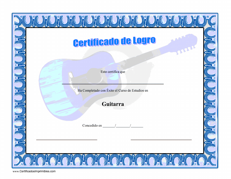 Certificado De Logro En Guitarra (Spanish) Preview Image