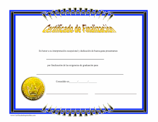 Document preview: Certificado De Finalizacion (Spanish)