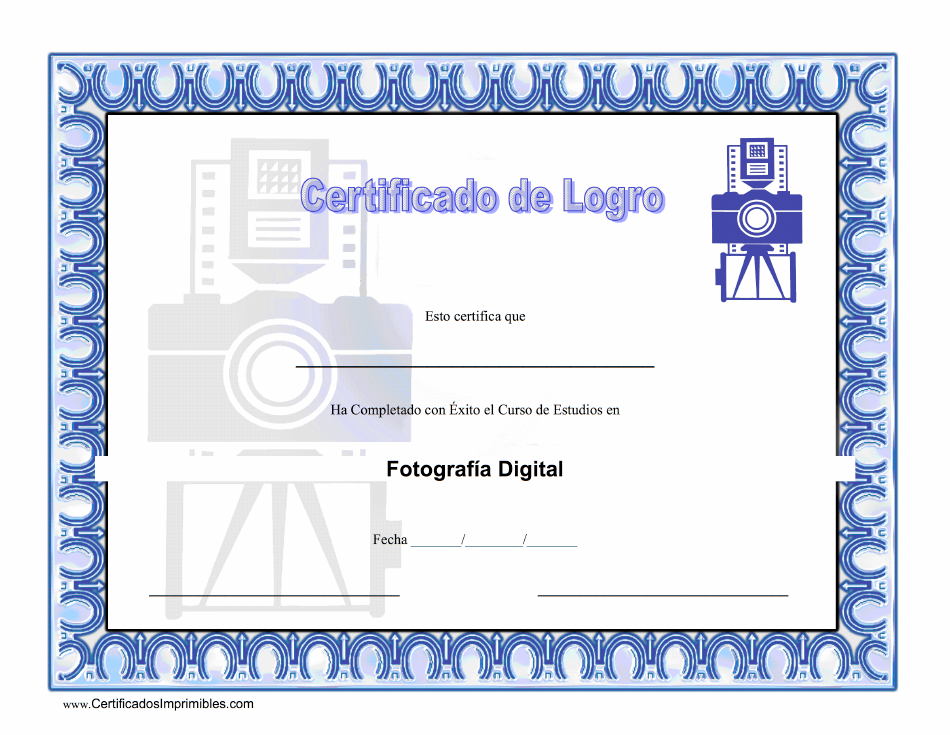 Certificado De Logro - Fotografia Digital - Template