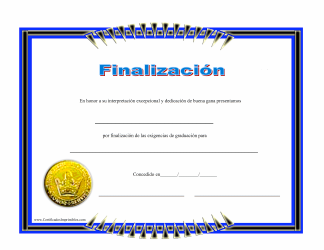 Document preview: Certificado De Finalizacion - Blue (Spanish)