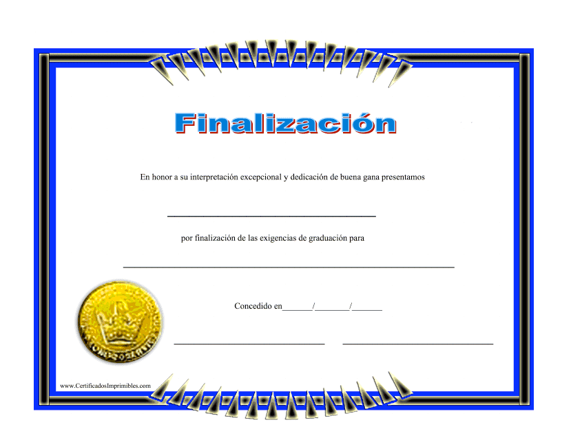 Certificado De Finalizacion - Blue (Spanish)