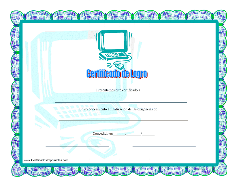 Certificado De Logro - Computadora (Spanish)