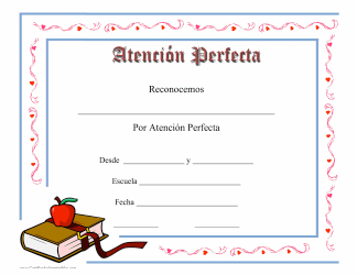 Document preview: Certificado De Atencion Perfecta (Spanish)