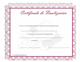 Document preview: Certificado De Finalizacion - Pink (Spanish)