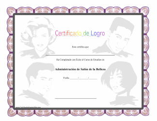&quot;Certificado De Logro De Administracion De Salon De La Belleza&quot; (Spanish)