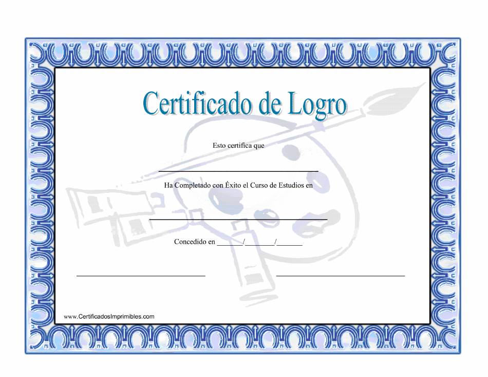 Certificado de Logro - Pinturas in Spanish