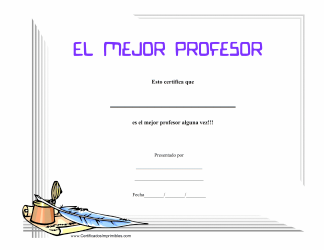 &quot;El Mejor Profesor Certificado De Logro&quot; (Spanish)