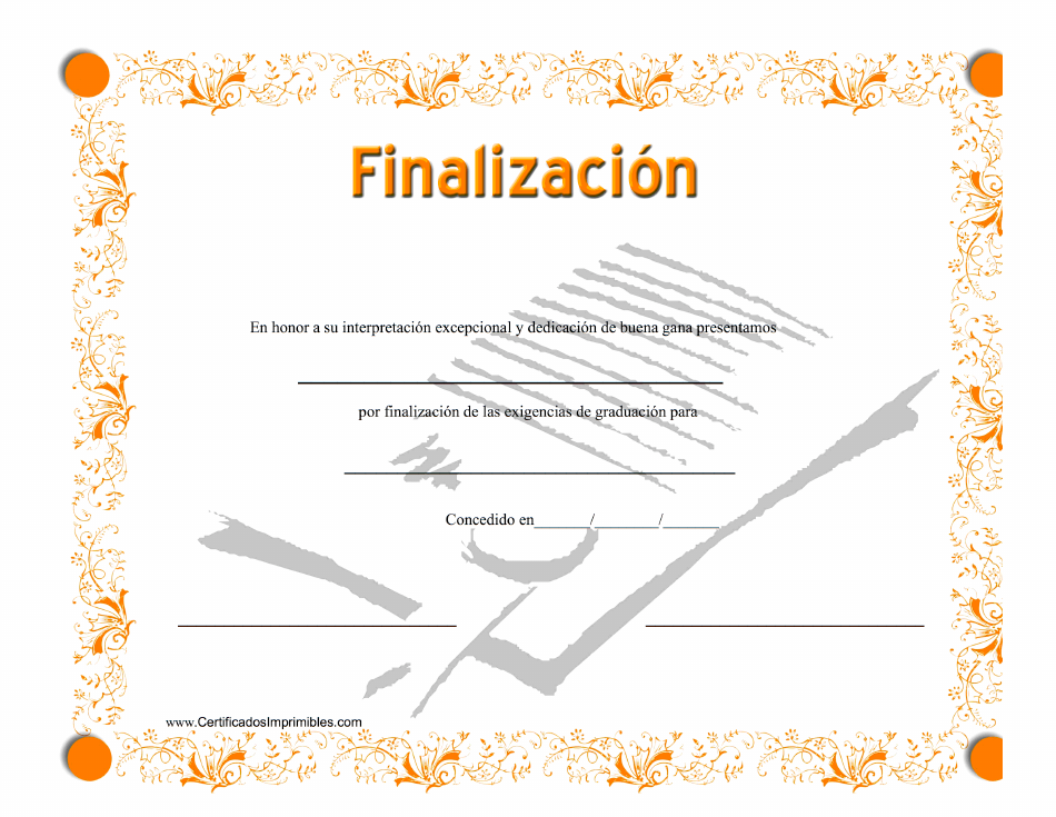 Certificado de Finalización - Orange (Spanish)