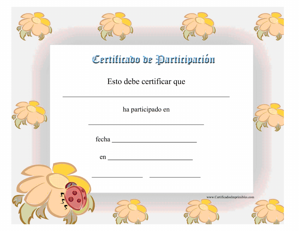 Certificado De Participación (Spanish)